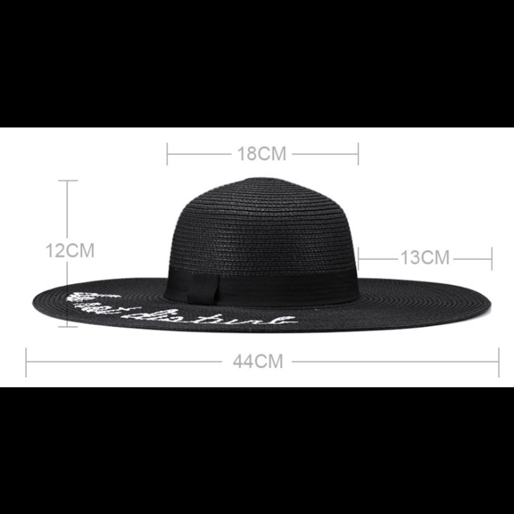 Do Not Disturb Beach Sun Hat Straw Embroidered New - Picture 6 of 8